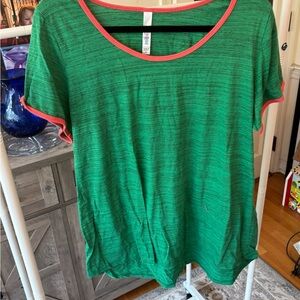 Green and Coral Women's Top